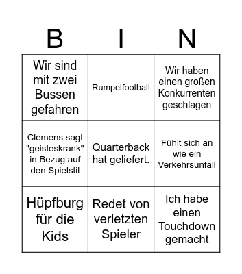 Das Clemo spielt Football Bingo Card