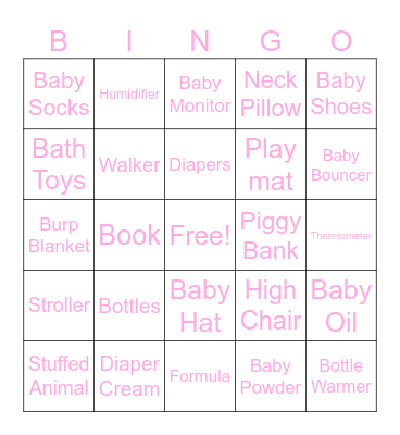 Baby Love Shower Bingo Card