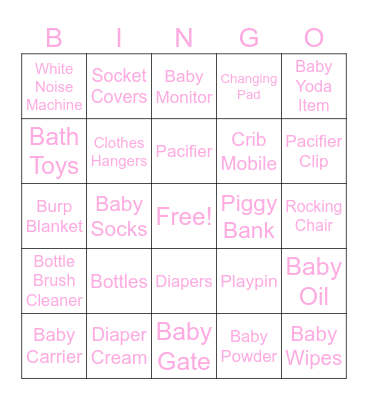 Baby Love Shower Bingo Card
