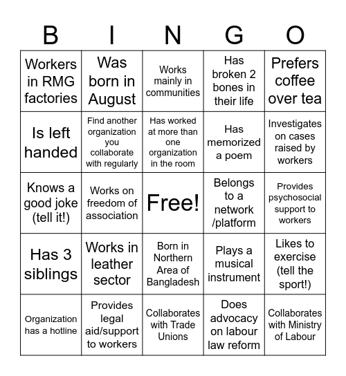 Who are you? BINGO Card