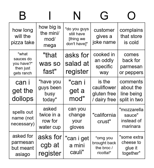 MOD BINGO SHEET 2 Bingo Card