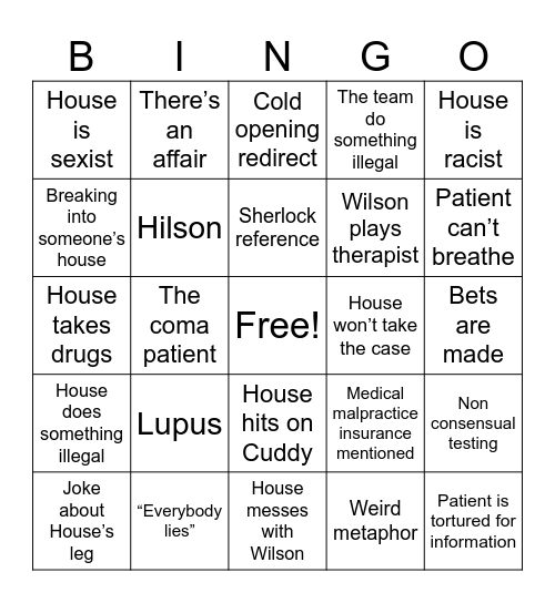 House Bingo Card