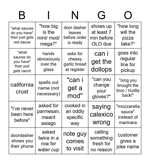 MOD BINGO 3 Bingo Card