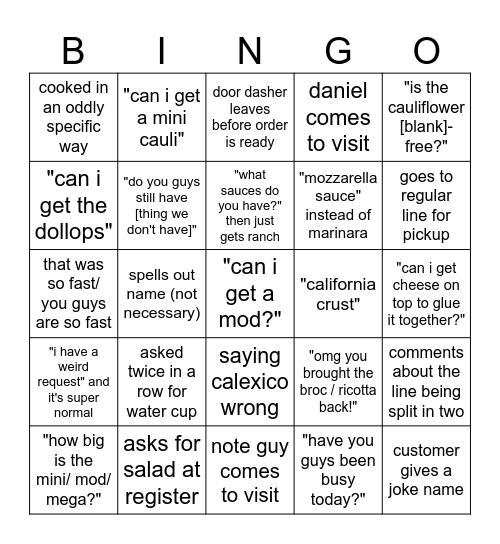 MOD BINGO 4 Bingo Card