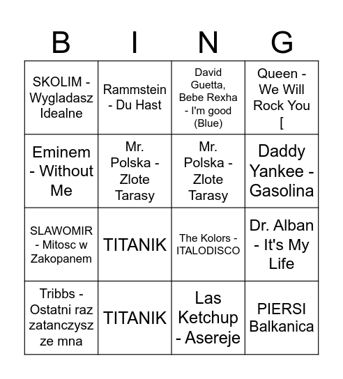 MUZLOTO Bingo Card