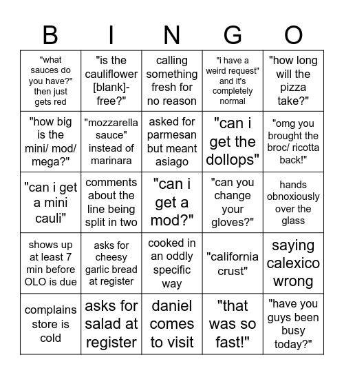 MOD BINGO 5 Bingo Card