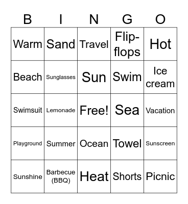 BINGO SUMMER Bingo Card