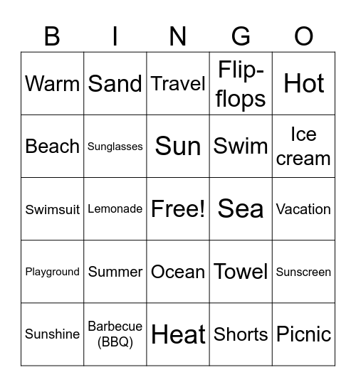 BINGO SUMMER Bingo Card
