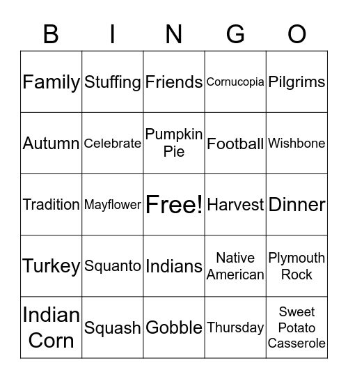 November Bingo Card