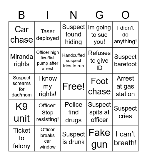 Card 1 Bingo Card