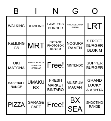 BINGO DATE Bingo Card