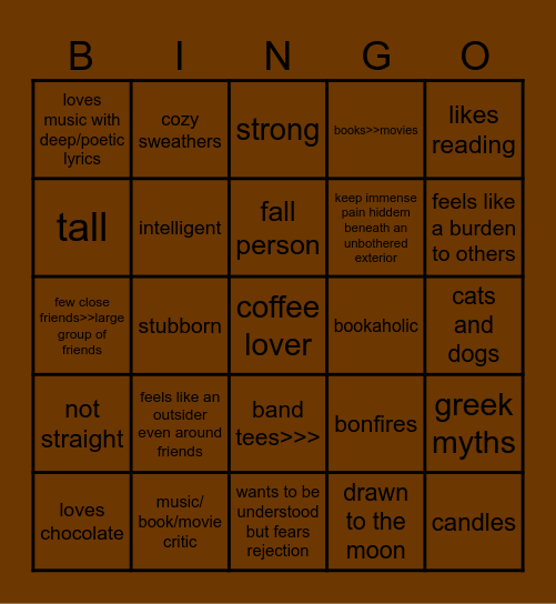 Allie's Bingo Card