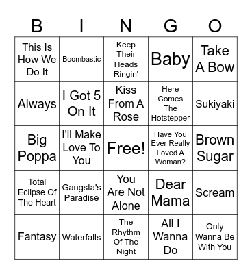 Billboard Year-End 1995 Bingo Card