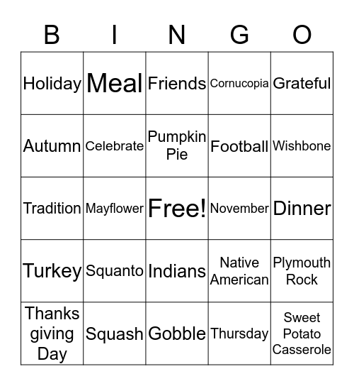 November Bingo Card