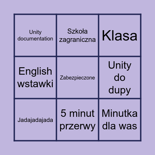 Unity BINGO Card