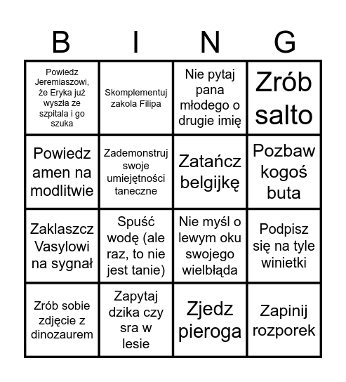 ślubne bingo Card