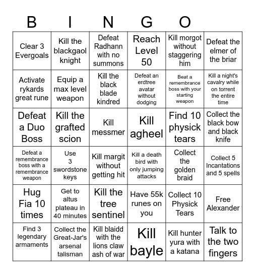 Elden Ring Bingo! Randomized Card Bingo Card