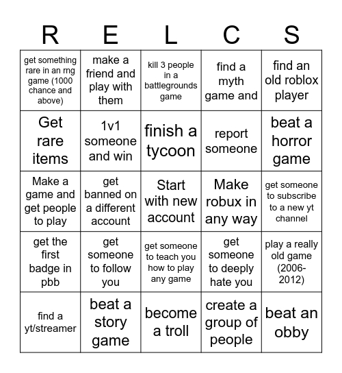 reblecks Bingo Card