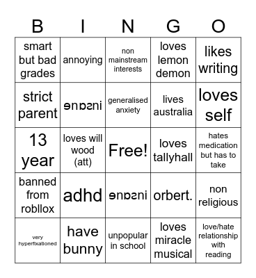 clare me pluh yeah Bingo Card