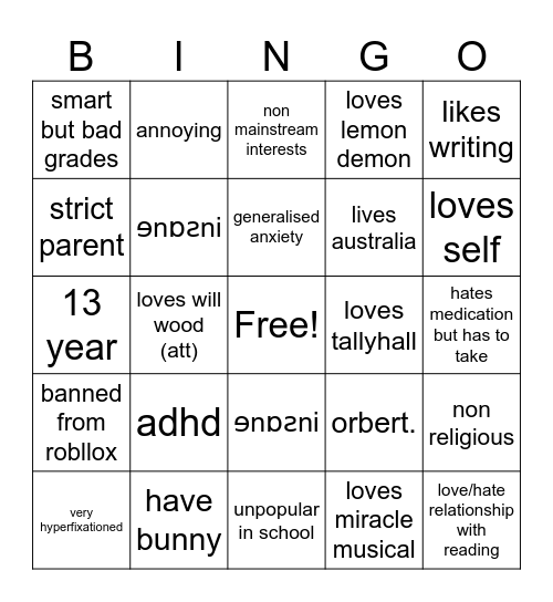 clare me pluh yeah Bingo Card