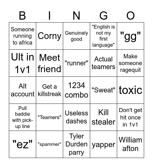 TSB BINGO LETS GOOO Bingo Card