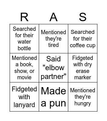 Teacher Bingo Card