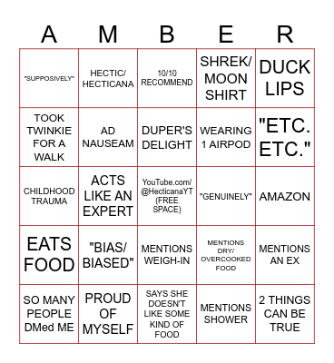 AMBERLYNN REID BINGO Card