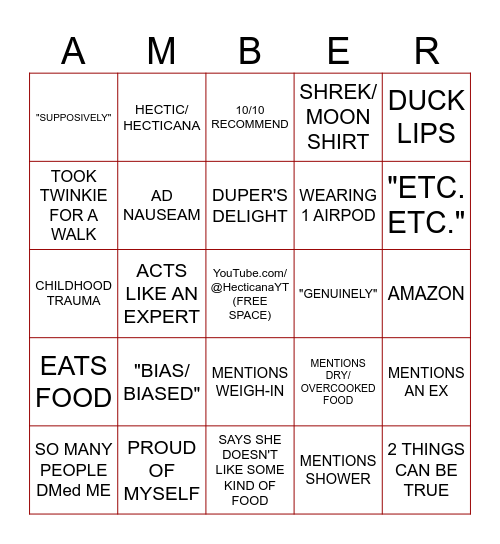 AMBERLYNN REID BINGO Card