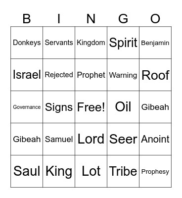 1 Samuel 8-10 Bingo Card