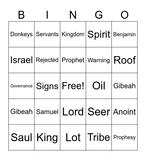 1 Samuel 8-10 Bingo Card