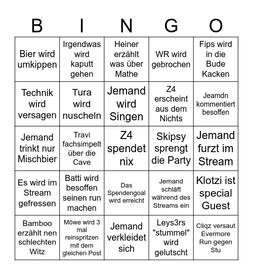 Struggleton Bingo Card