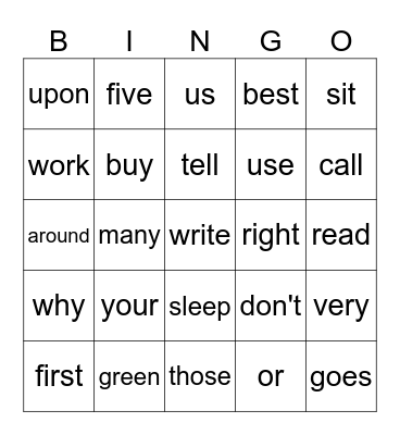 HIGH-FREQUENCY BINGO Card