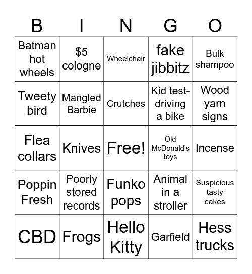 Flea market Bingo Card