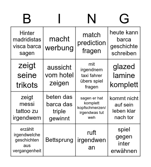 Visca Barca Bingo Card
