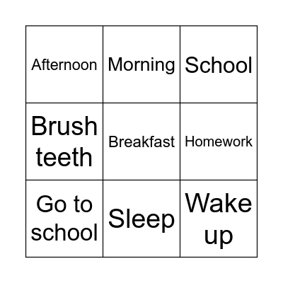Daily Routine Bingo Card