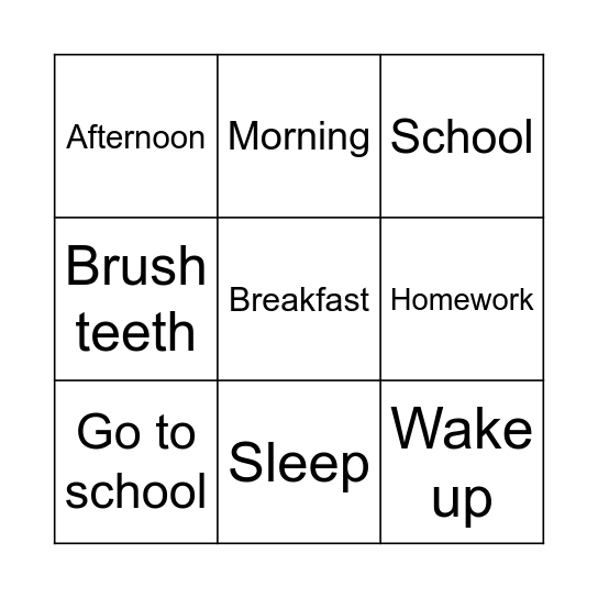 Daily Routine Bingo Card