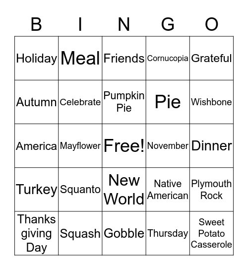 November Bingo Card