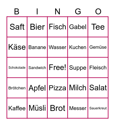 essen & trinken Bingo Card
