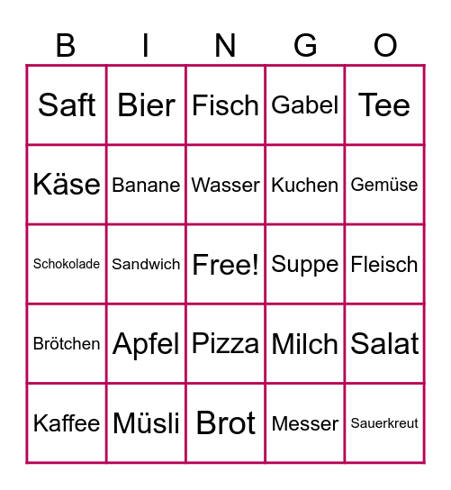 essen & trinken Bingo Card