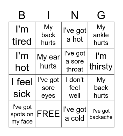 Problems Bingo Card