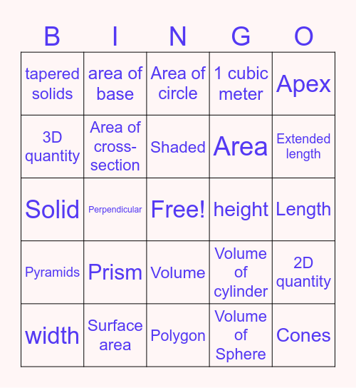 Volume Bingo Card