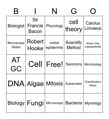 Biology Bingo Card