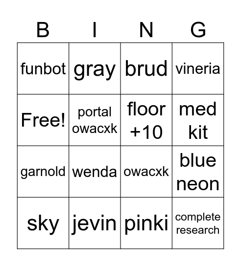 sprunki world Bingo Card