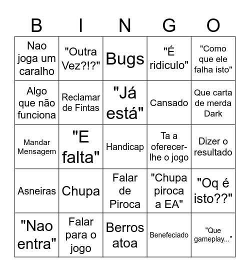 PAINEX E OS RAGES☺️ Bingo Card