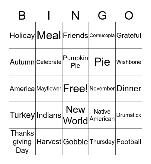 November Bingo Card