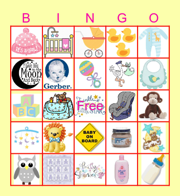 Cyril's Baby Shower Bingo Card