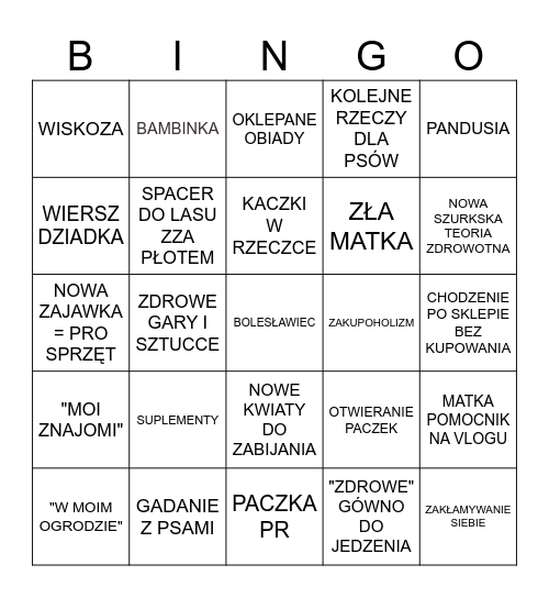 GLAM PAULA Bingo Card