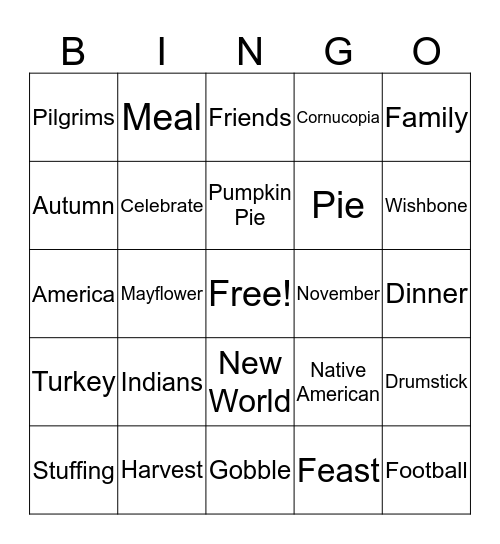 November Bingo Card