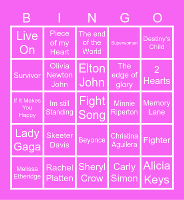 PROJECT PINK Bingo Card