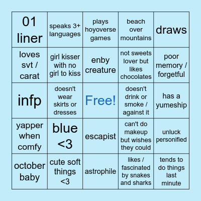 fluffyhua's bingo Card